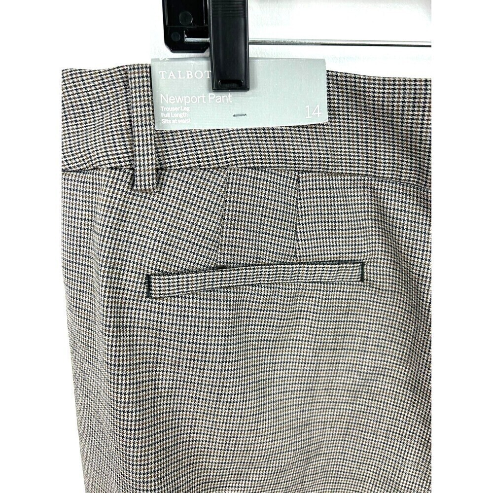 New Talbots Newport Pant Women Size 14 Brown Houndstooth Trouser Wool Blend T2 - Picture 8 of 12